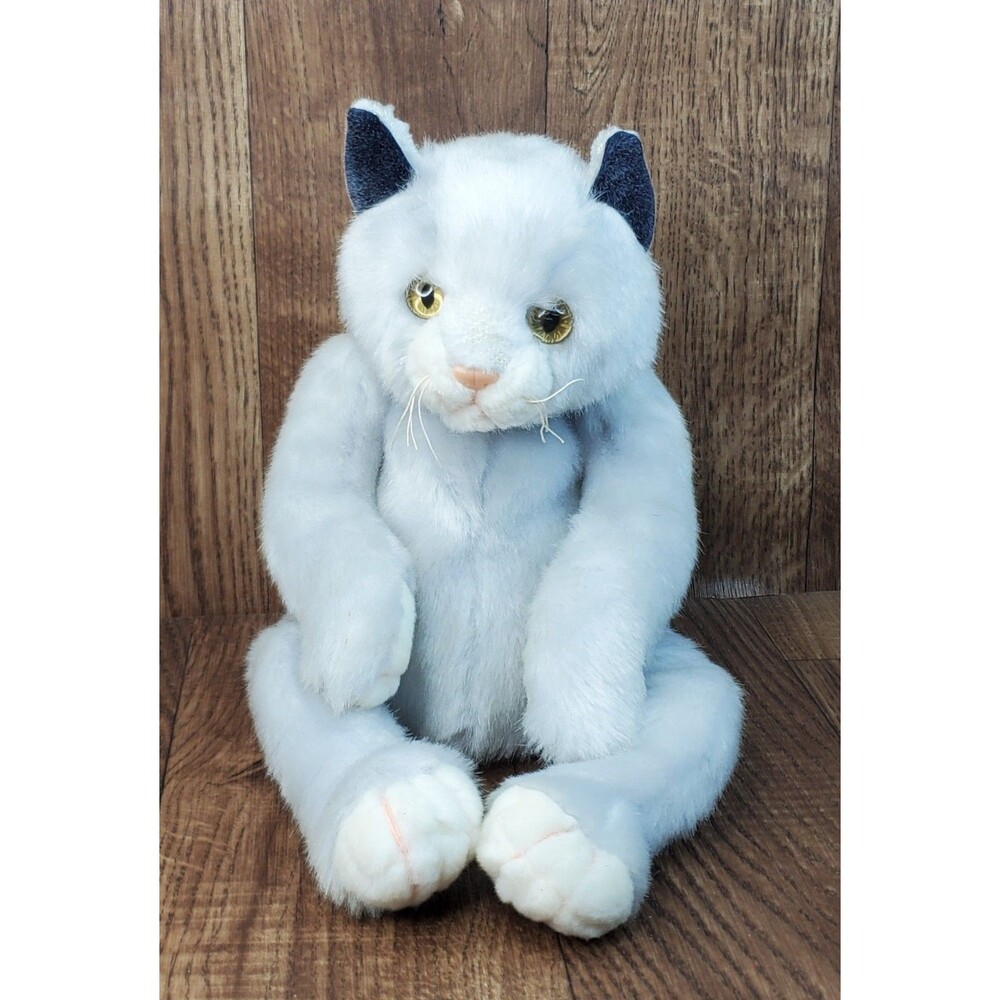 Ty Beanie Babies Classic Pearl The Cat 2000 Silver Blue Yellow Eyes 15" Plush